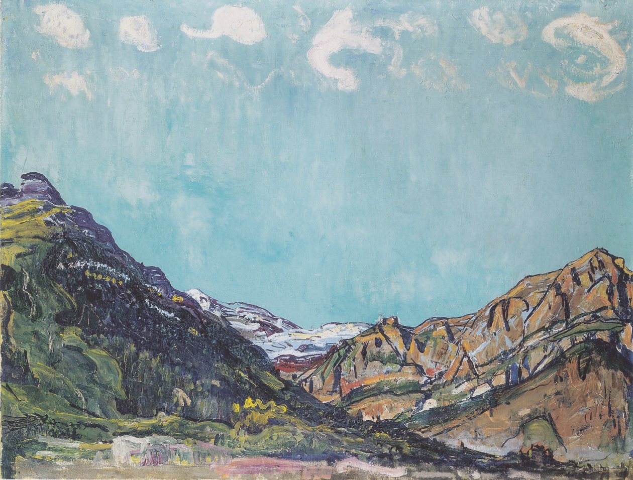 Landschap bij Champéry door Ferdinand Hodler
