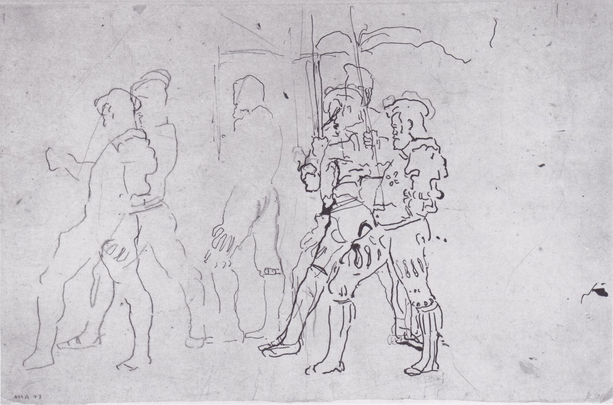 Naar links lopende krijger door Ferdinand Hodler