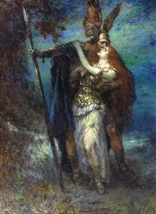 Wotan en Brunnhilde door Ferdinand Leeke