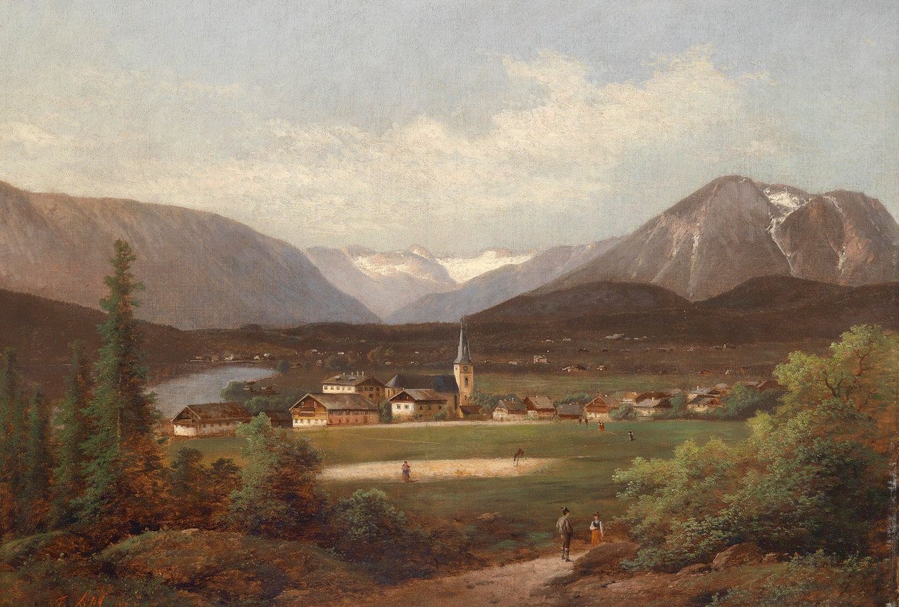 Uitzicht over de Altausseersee door Ferdinand Lepie