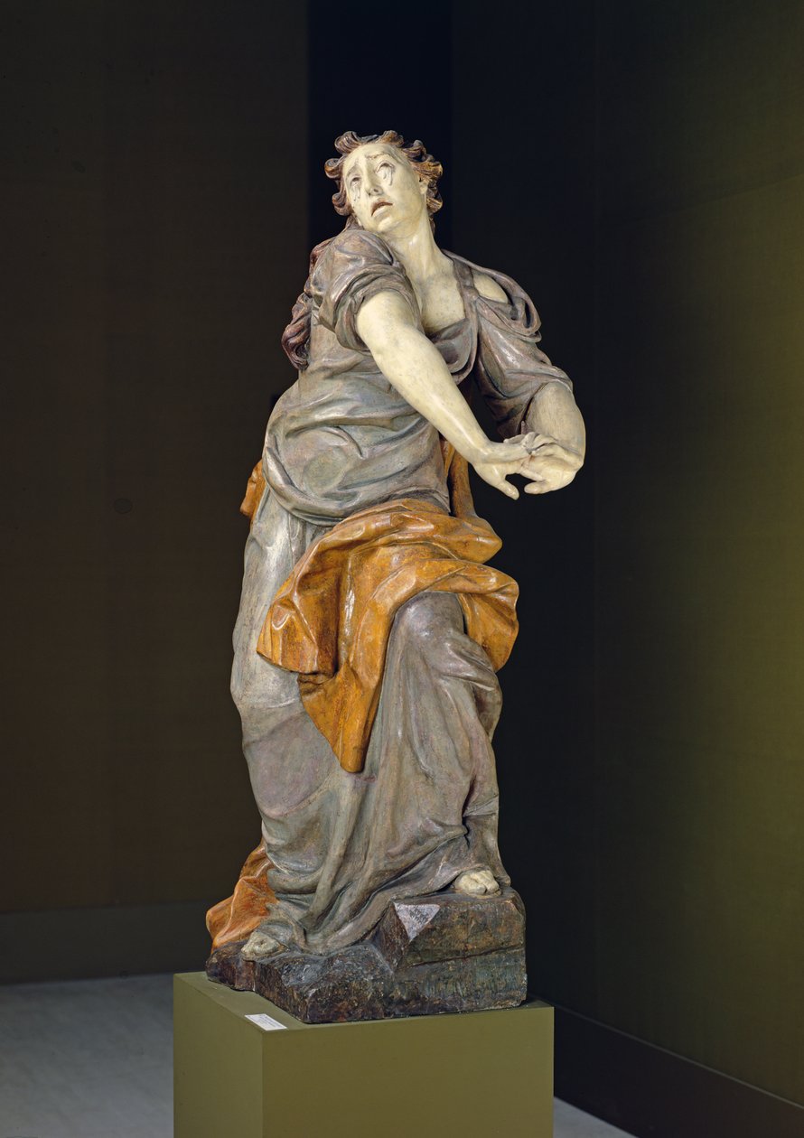 St. Maria Magdalena bij Calvarie (polychroom hout) door Ferdinand Maximilian Brokof