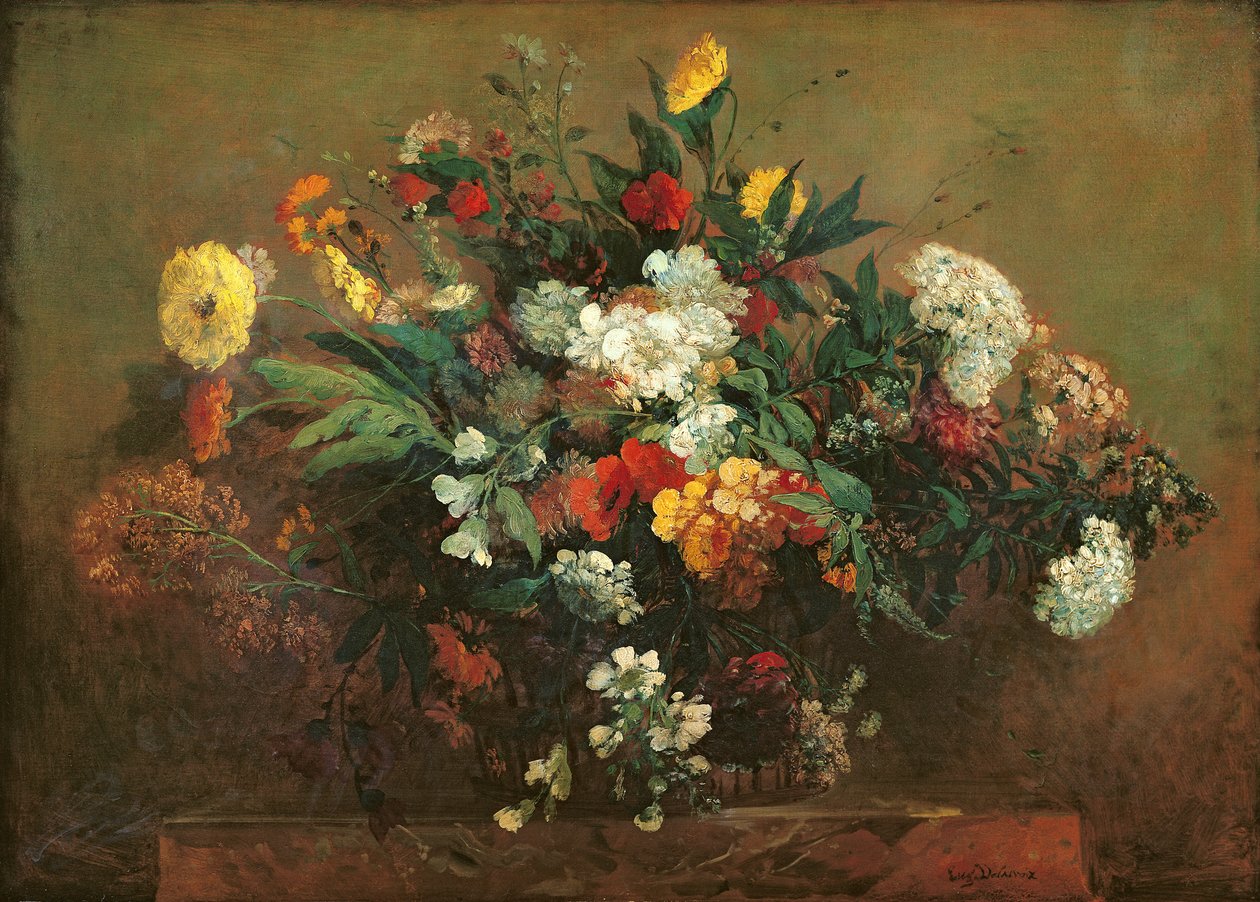 Bloemen door Ferdinand Victor Eugene Delacroix