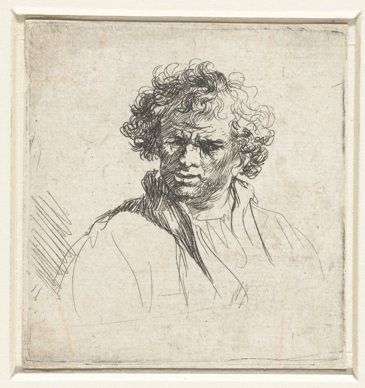 Buste van man met vertrokken gezicht door Ferdinand Bol (possibly)