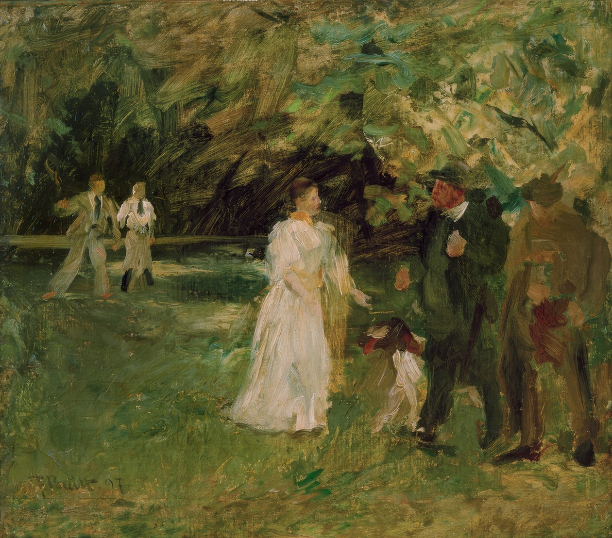 Gesprek in het park door Ferdinand Brutt