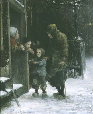 Oude Vrouw en Jonge Jongen Bedelen door Ferdinand Carl Sierich