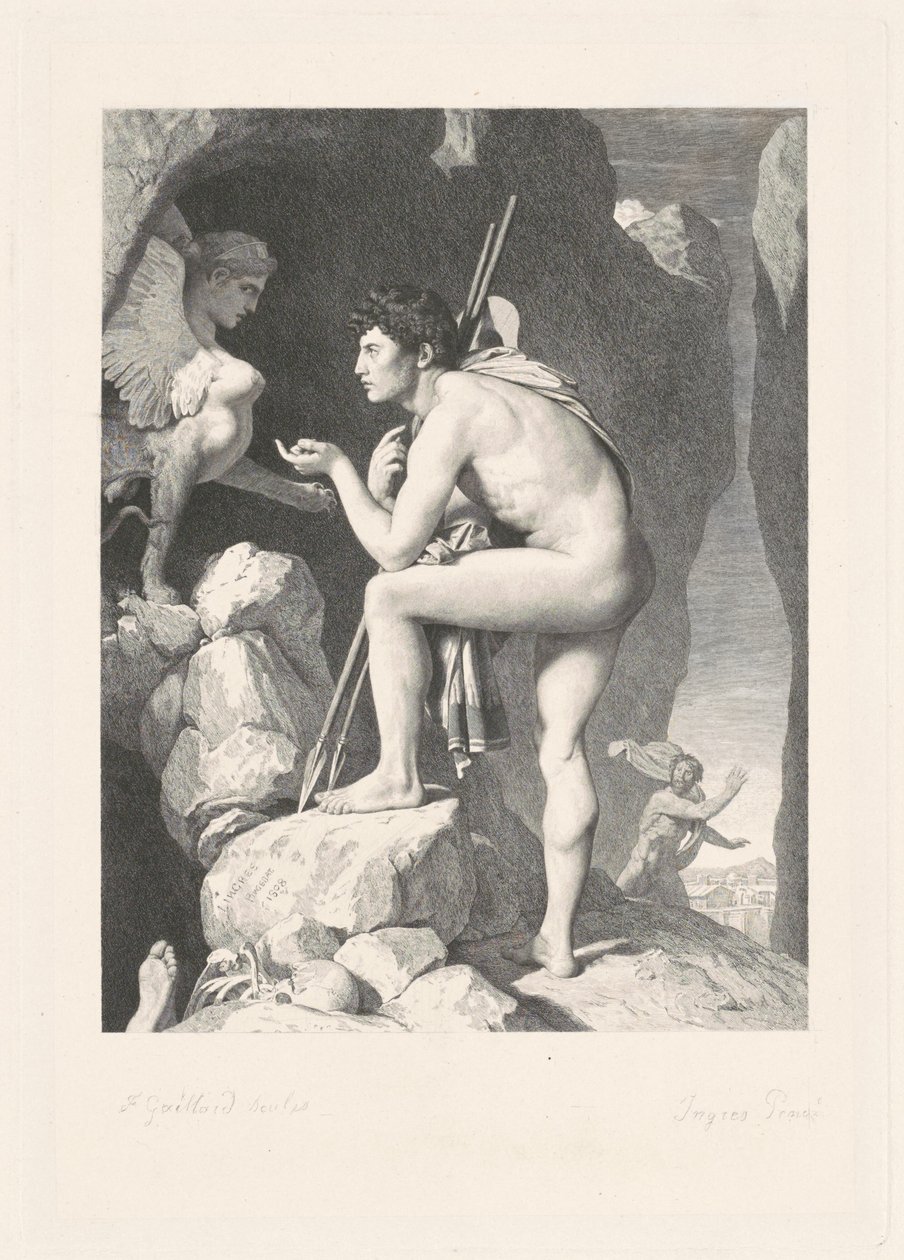 Oedipus door Ferdinand Gaillard, after Jean Auguste Dominique Ingres