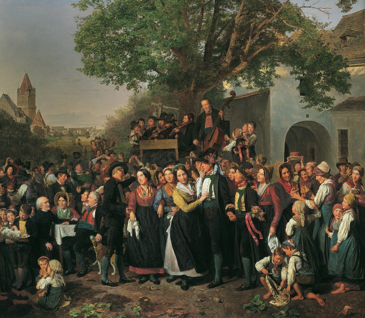 Neder-Oostenrijkse boerenbruiloft door Ferdinand Georg Waldmuller