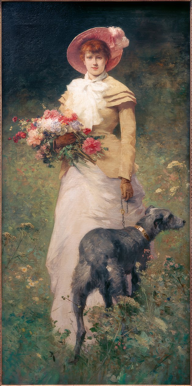 Vrouw met Hond door Ferdinand Heilbuth