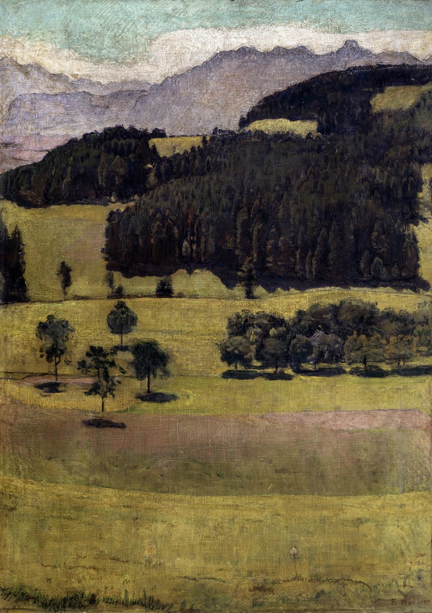 Landschap, Eiken bij Stockhorn door Ferdinand Hodler