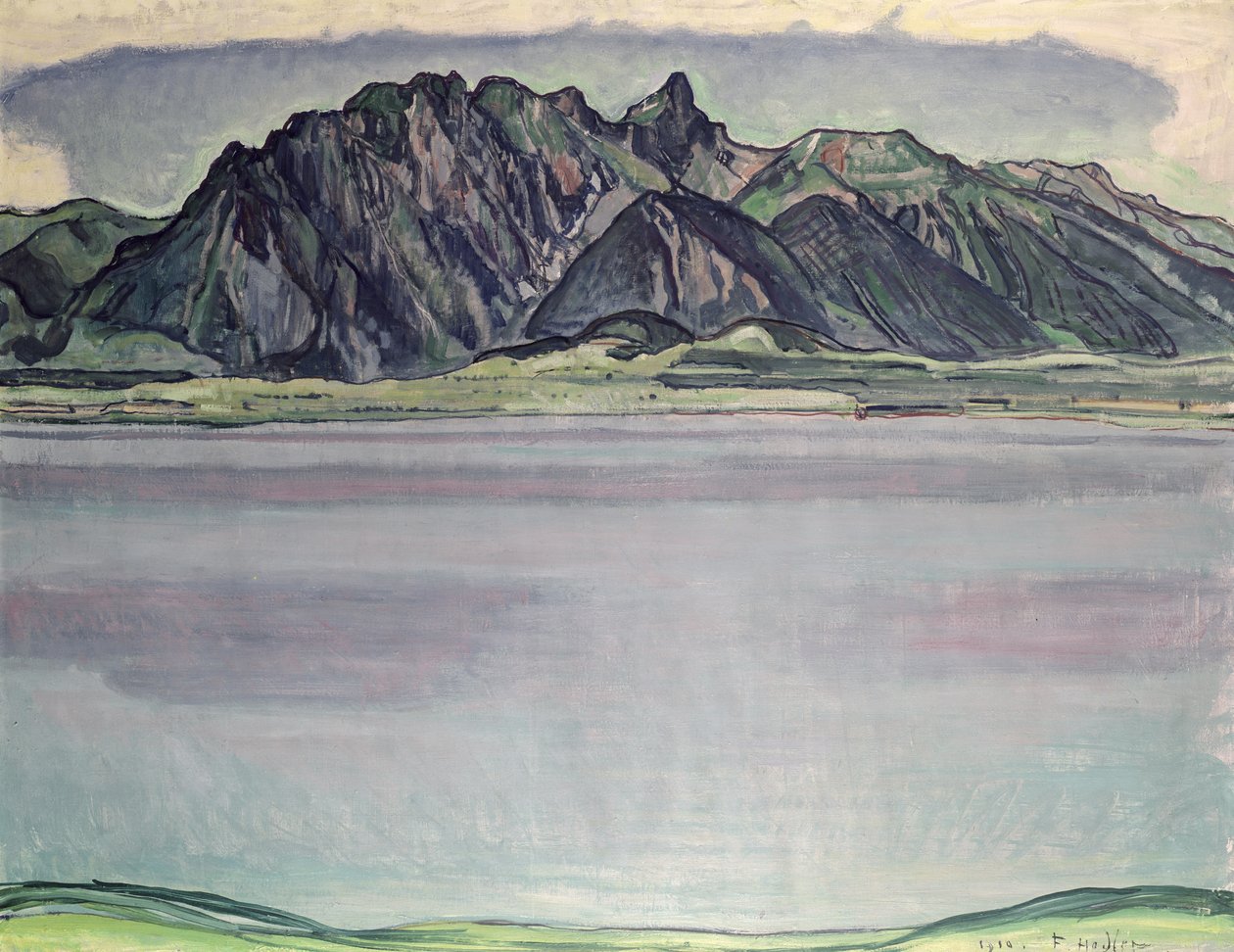 Thunersee met de Stockhorn Bergen, 1910 door Ferdinand Hodler