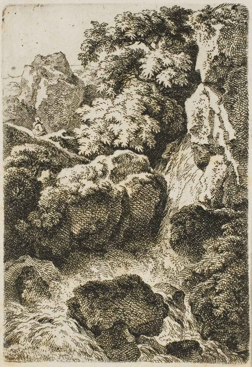 Waterval (De Cascade) door Ferdinand Kobell