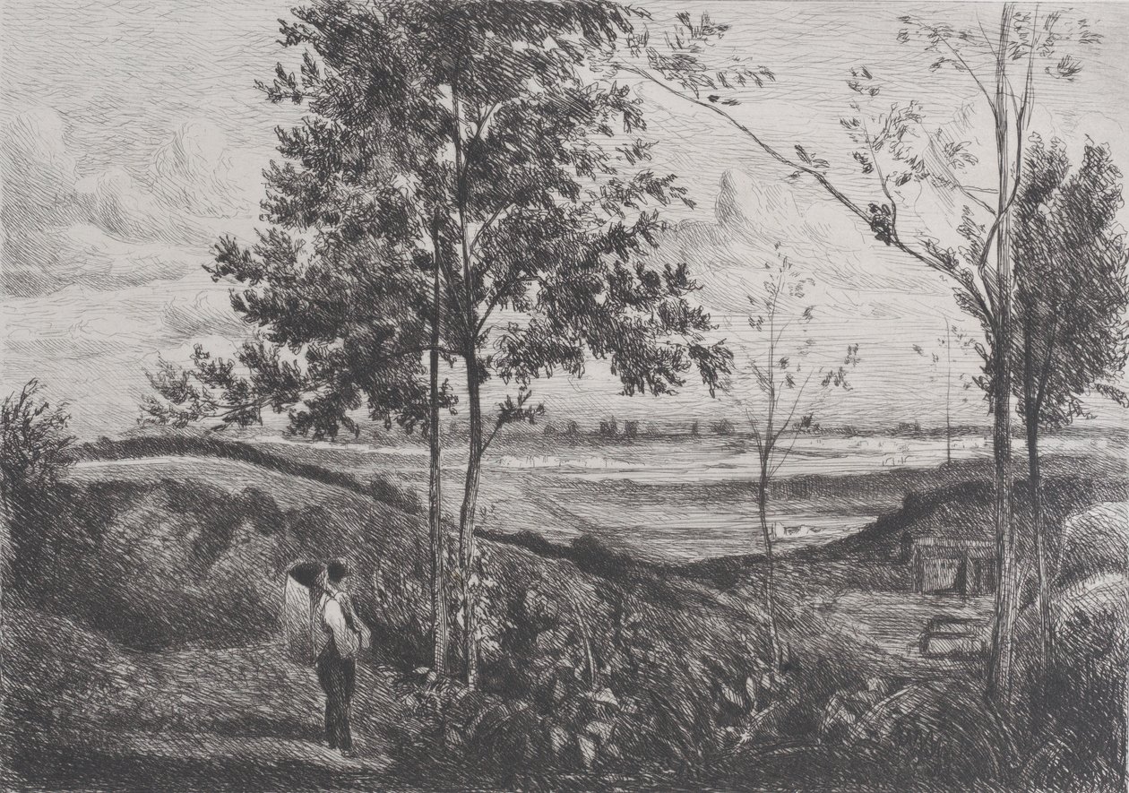 Landschap naar Corot door Ferdinand Lefman