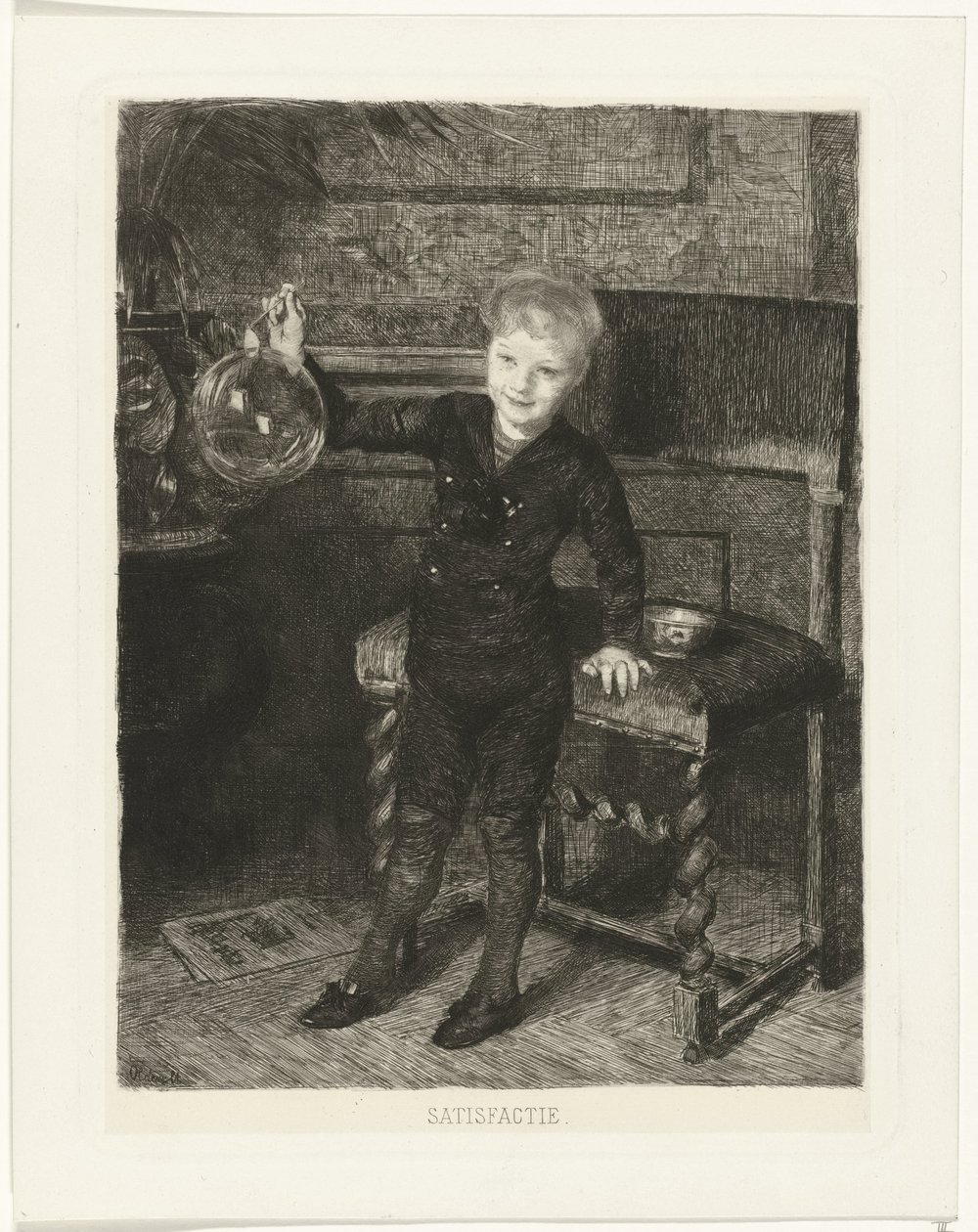 Bellenblazend jongetje door Ferdinand Oldewelt
