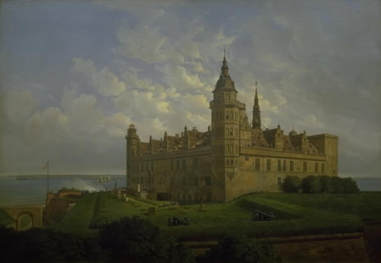 Kronborg gezien vanaf de noordbastion door Ferdinand Richardt