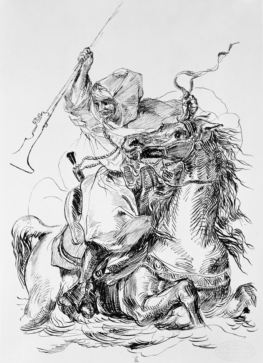 Arabische Ruiter door Ferdinand Victor Eugene Delacroix
