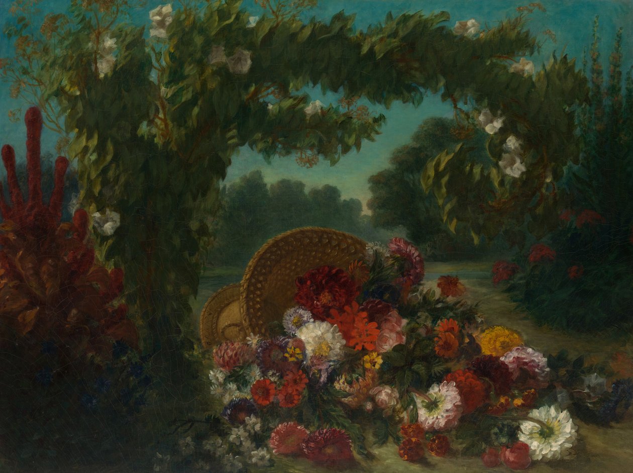 Mand met Bloemen, 1848-49 door Ferdinand Victor Eugene Delacroix