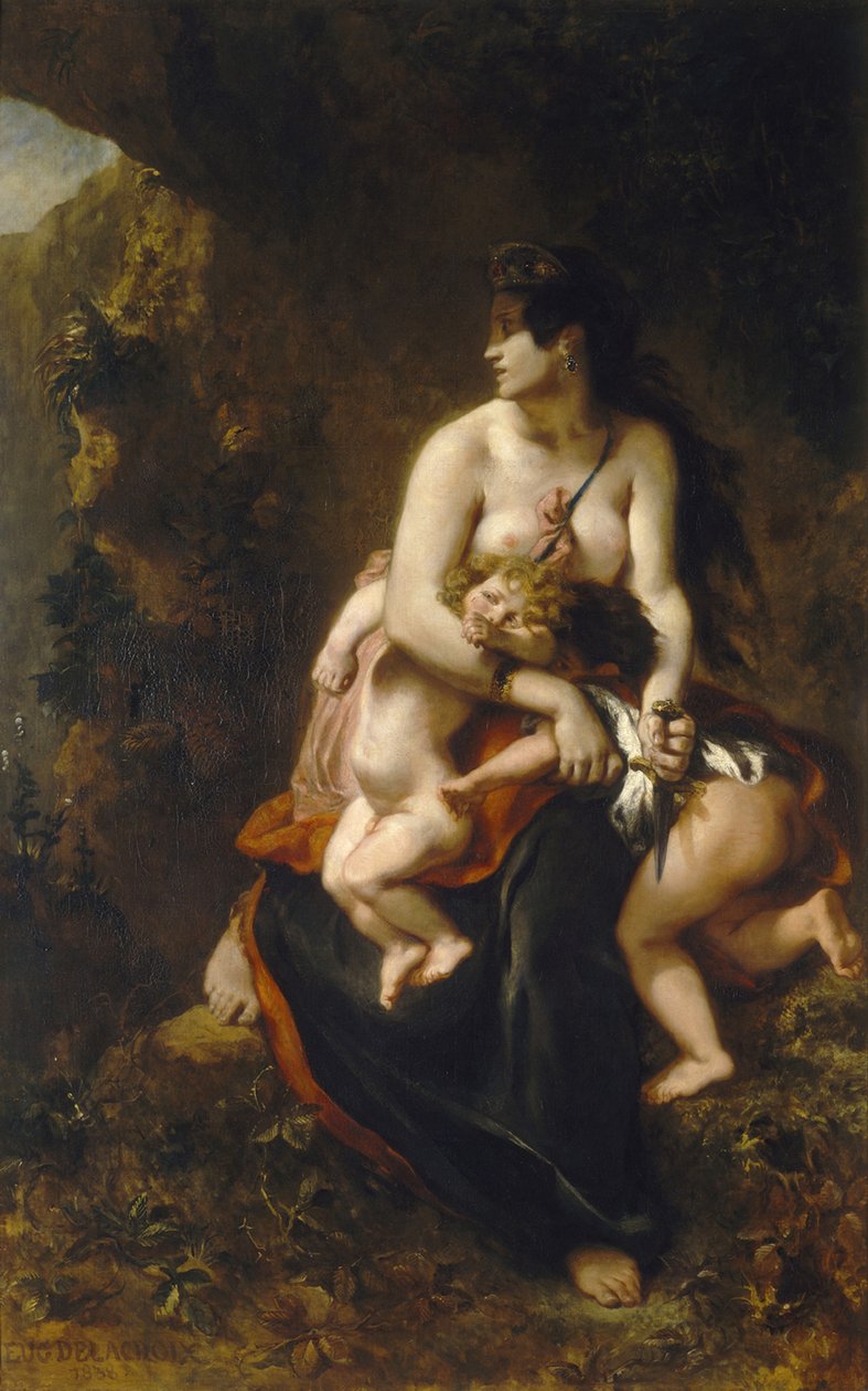 Medea woedend door Ferdinand Victor Eugene Delacroix