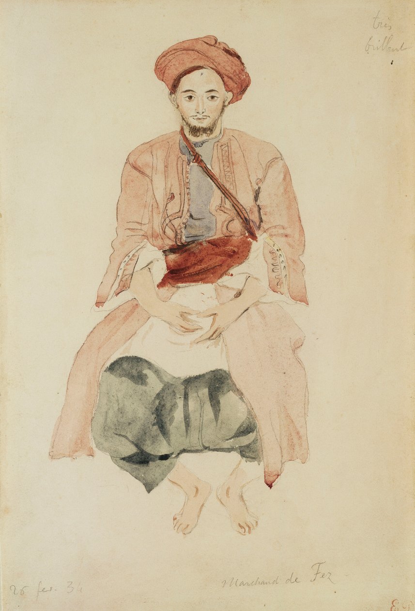 Koopman van Fez, c.1832 door Ferdinand Victor Eugene Delacroix