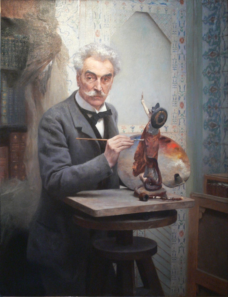 Beeldhouwer aan het werk. Gerome in zijn atelier door Fernand Cormon