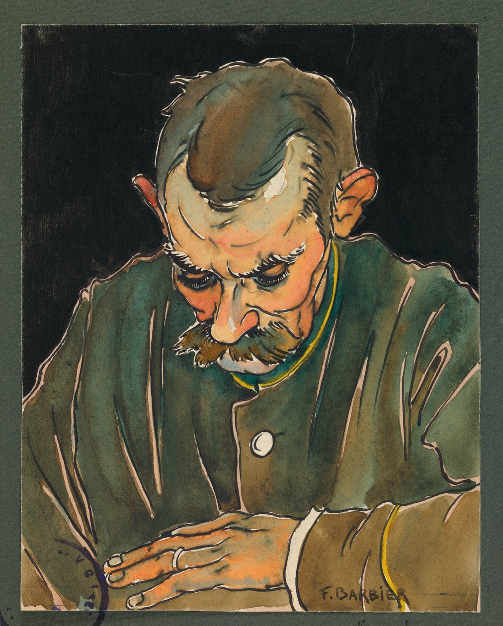 Phongeron leest de brief van zijn vrouw, Gustrow door Fernand Barbier