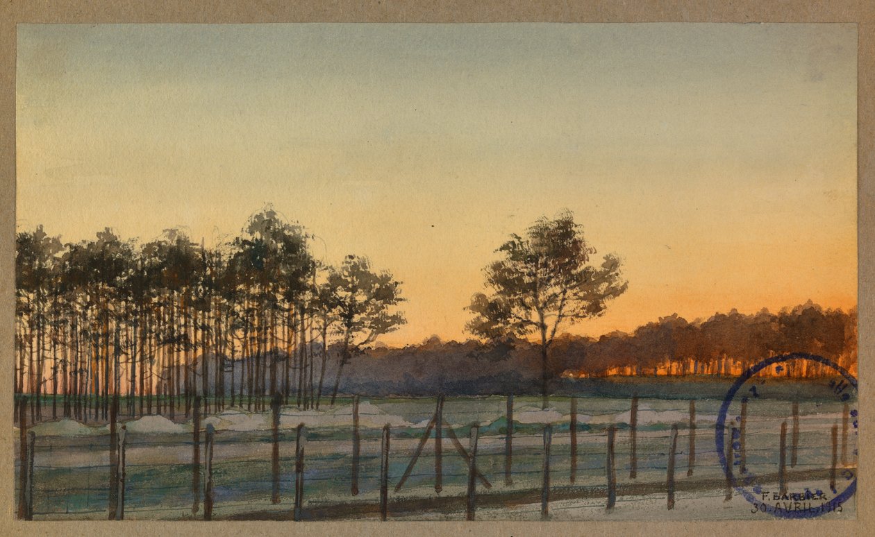Uitzicht op het Bois des Sapins door Fernand Barbier