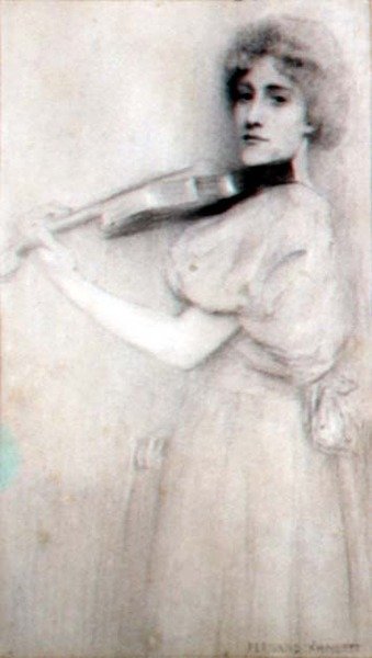 Een Violist door Fernand Khnopff