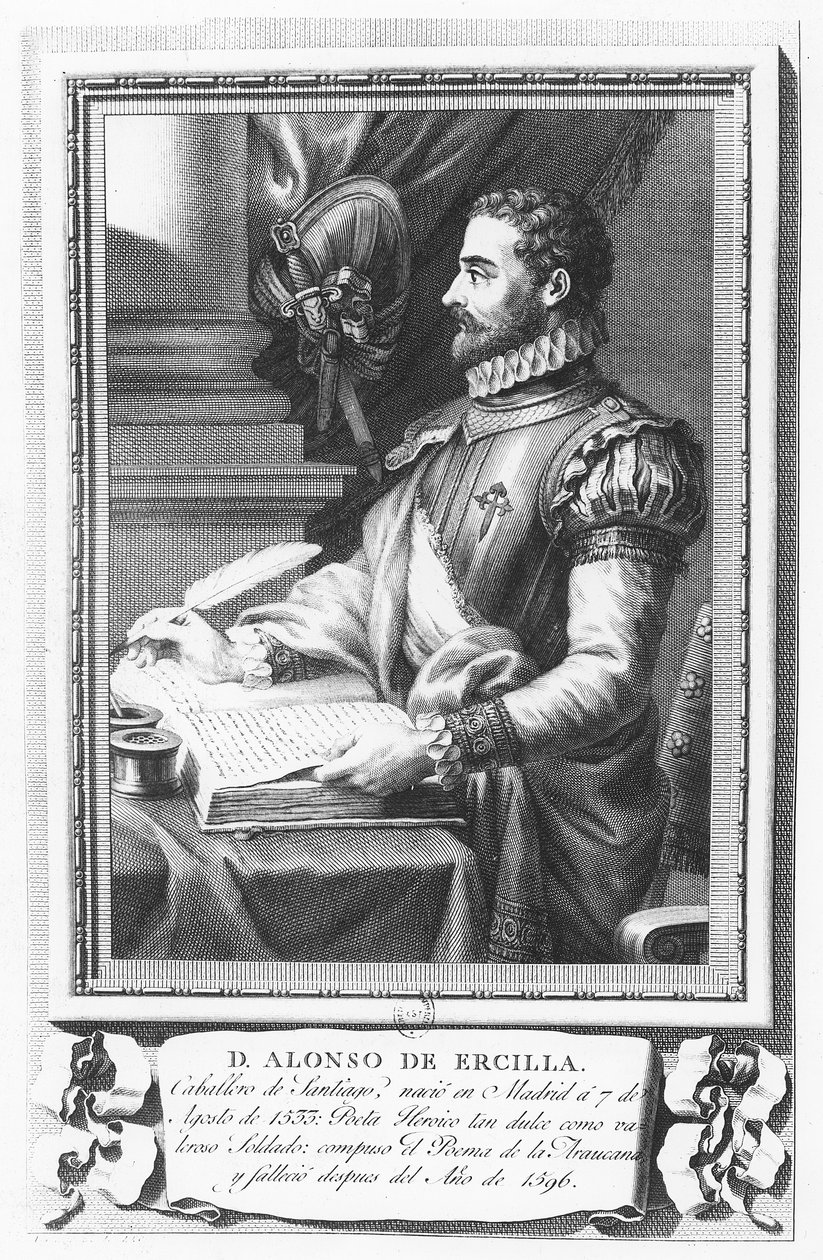 Portret van Alonso de Ercilla y Zúñiga door Fernando Selma
