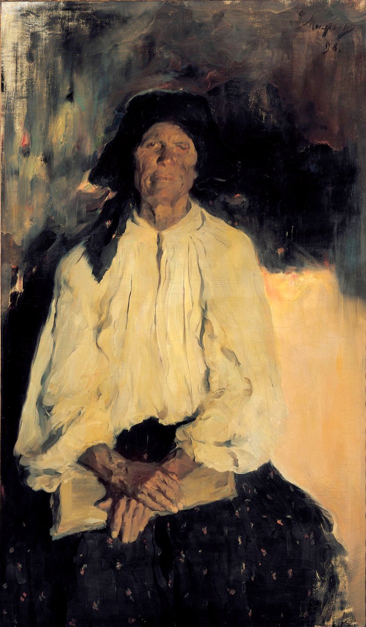 Portret van een oude dame door Filipp Andreevich Maliavin