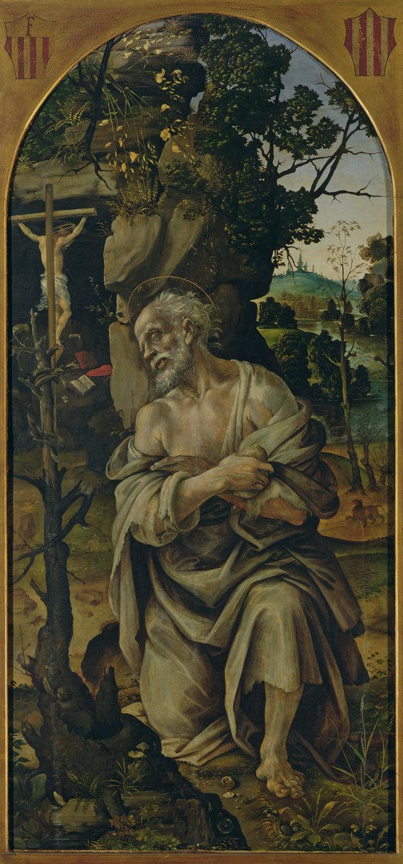 St. Hiëronymus in Boetedoening, c.1480 door Filippino Lippi