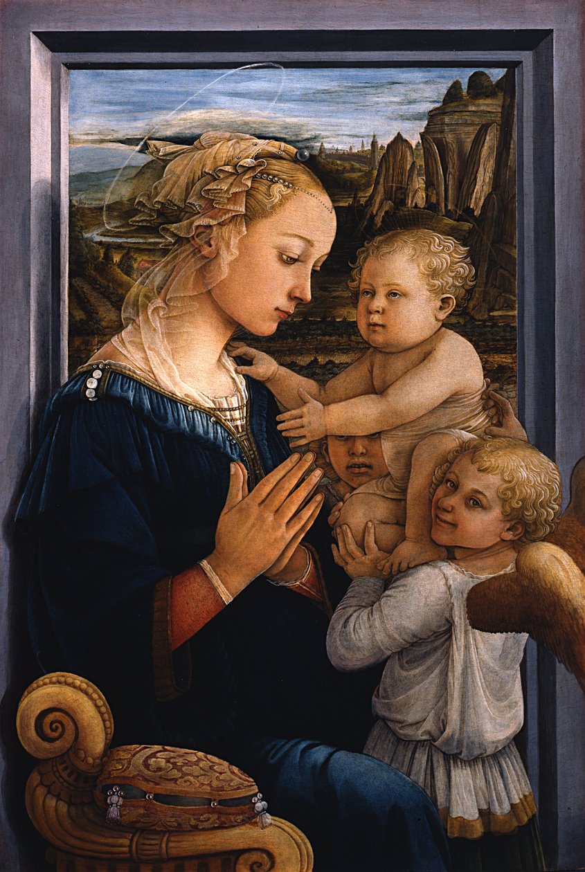 Madonna met Kind en twee engelen door Fra Filippo Lippi