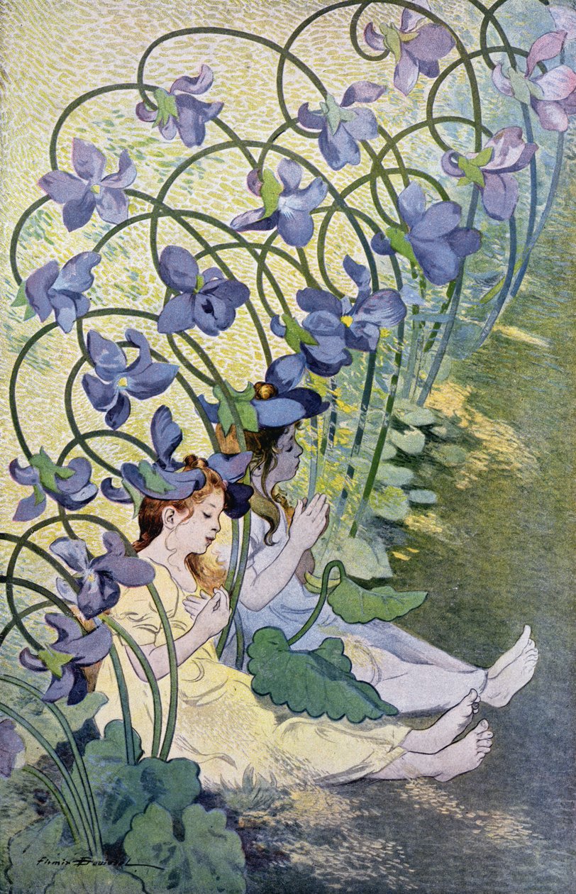 De Viooltjes, levendige bloemen, 1897 door Firmin Bouisset