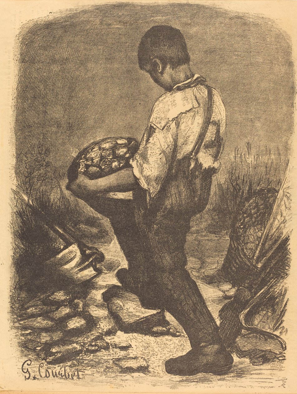 De Steenbreker door Firmin Gillot after Gustave Courbet