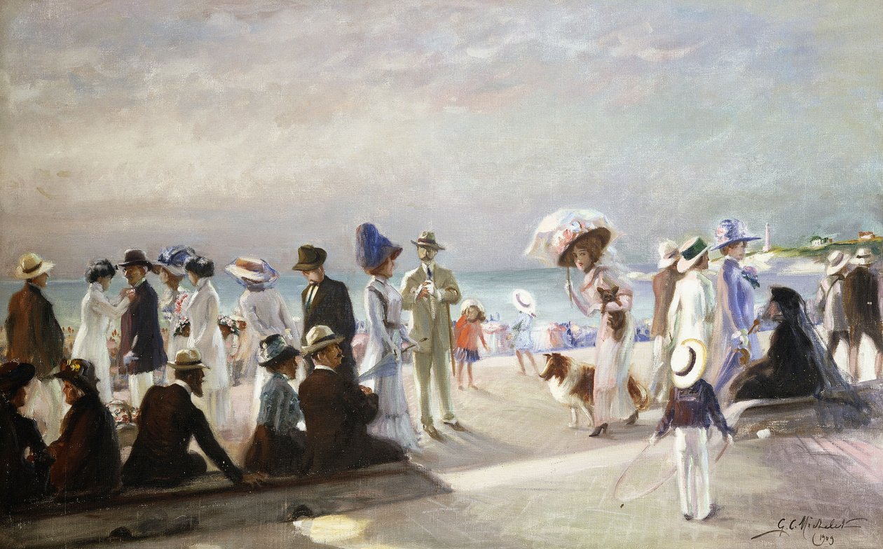 Strandscène door Firmin Marcelin Michelet