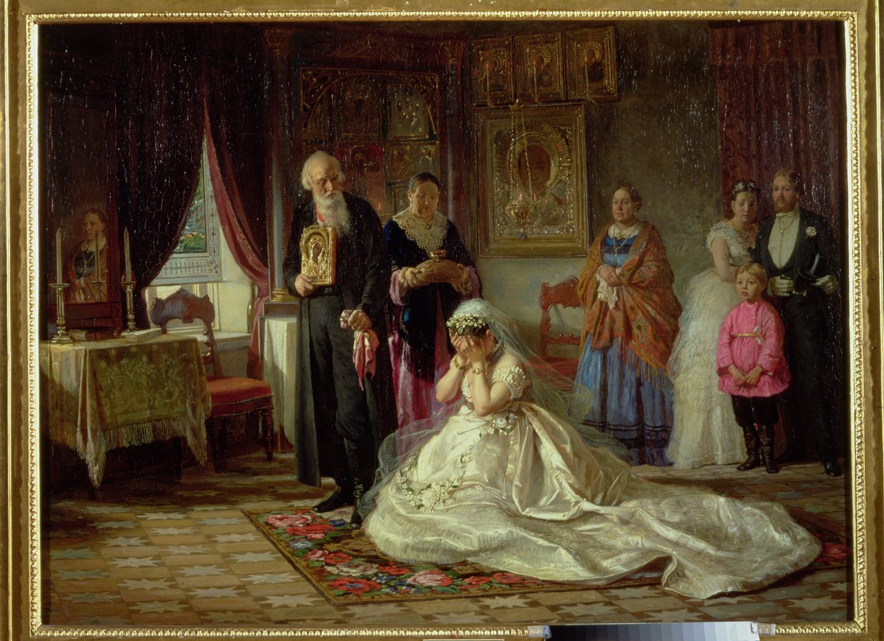 Voor de bruiloft, 1874 door Firs Sergeevich Zhuravlev