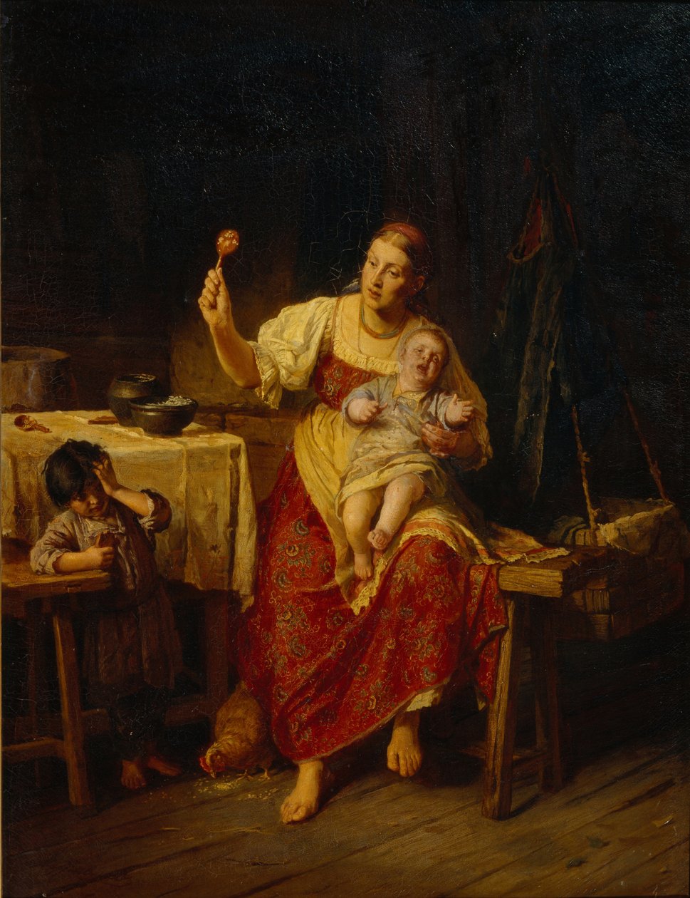 De stiefmoeder, 1874 door Firs Sergeevich Zhuravlev