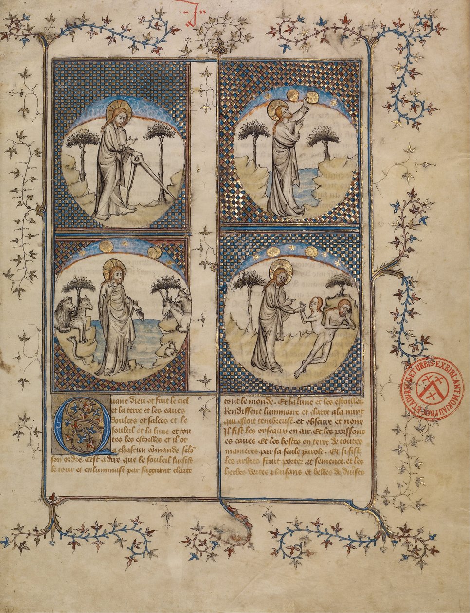 Scènes uit de Schepping door First Master of the Bible historiale of Jean de Berry