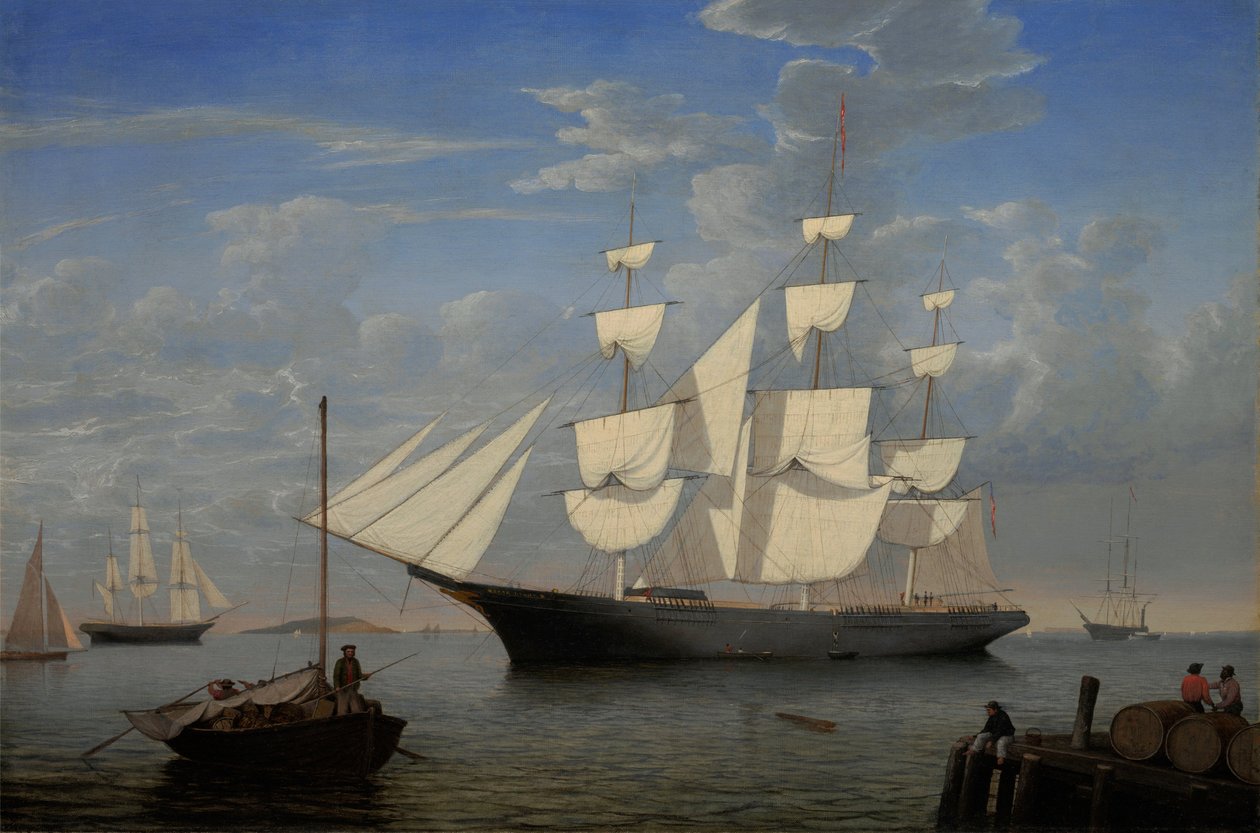 Sterrenlicht in de haven door Fitz Henry Lane