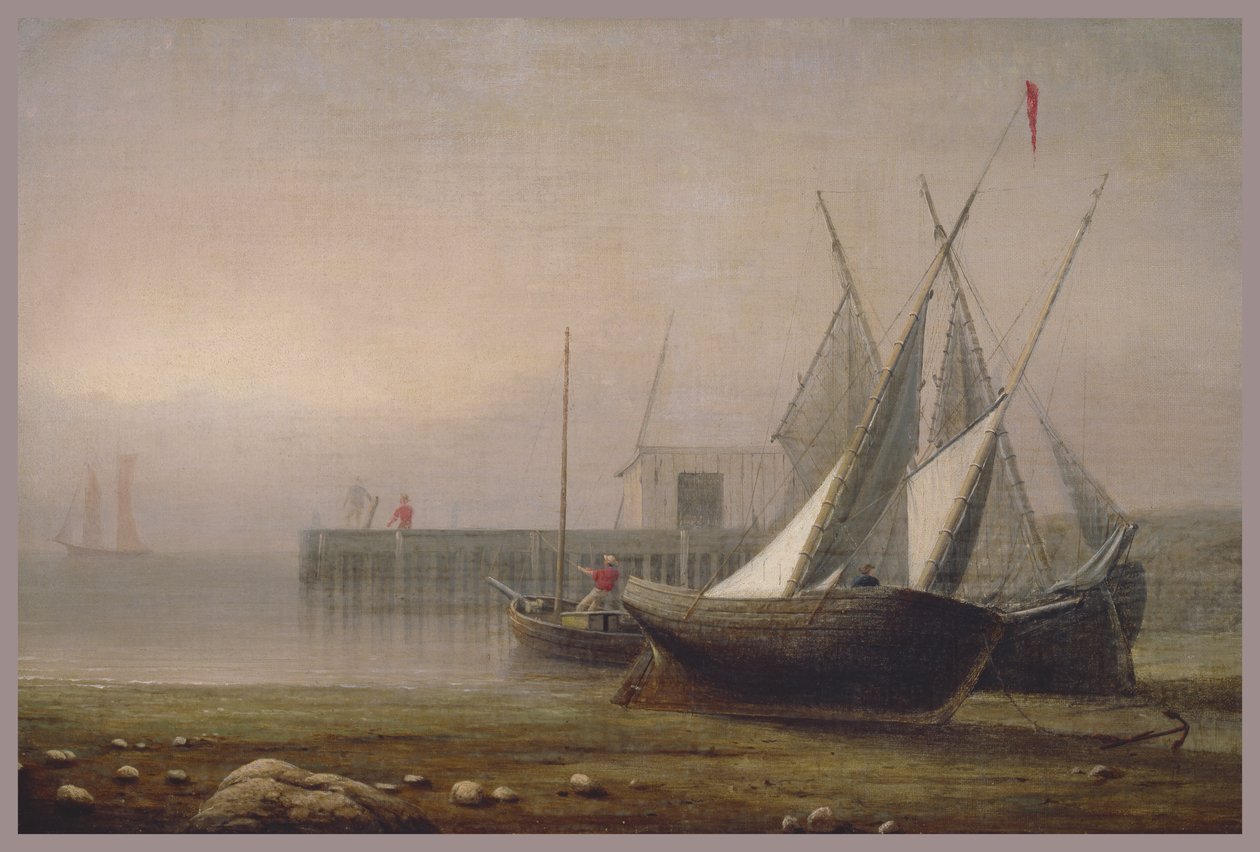 Vissersboten bij eb, ca. 1850s door Fitz Henry Lane