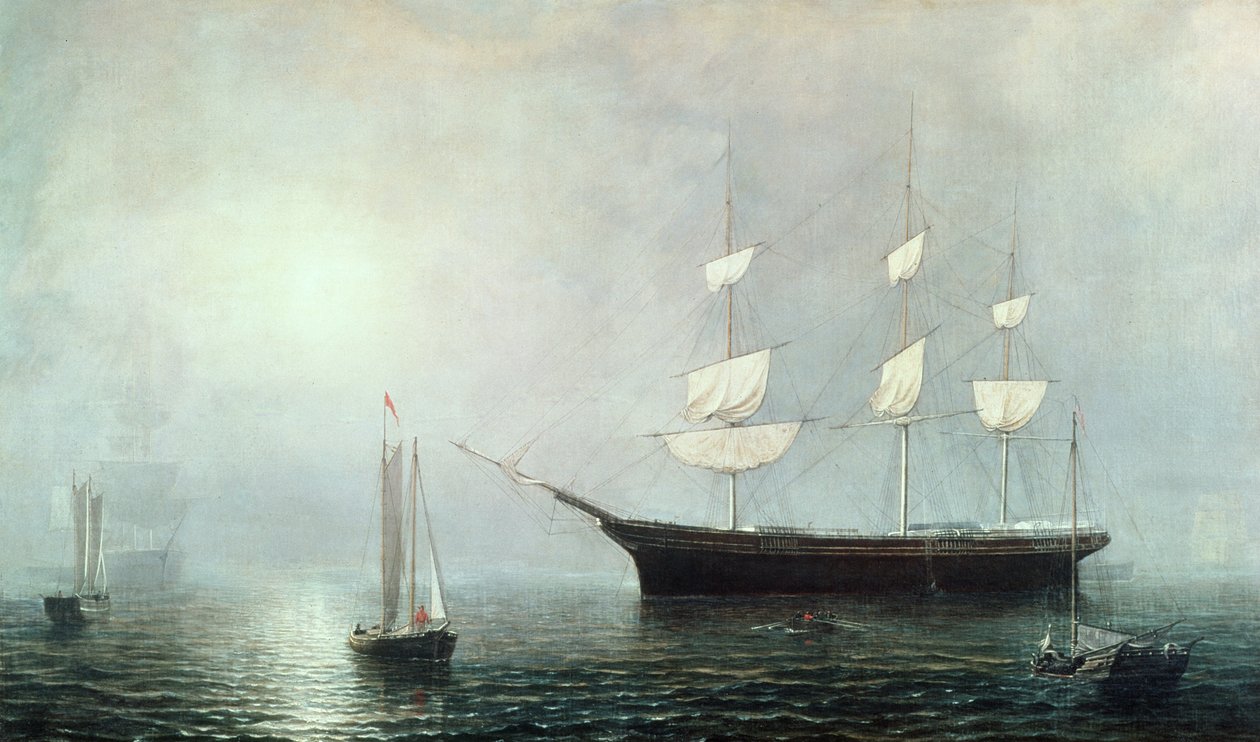 Schip Starlight, ca.1860 (olieverf op doek) door Fitz Henry Lane