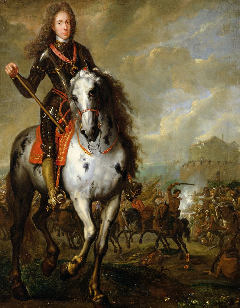 Ruiterportret van Prins Eugene de Savoie (1663-1736) door Flemish School