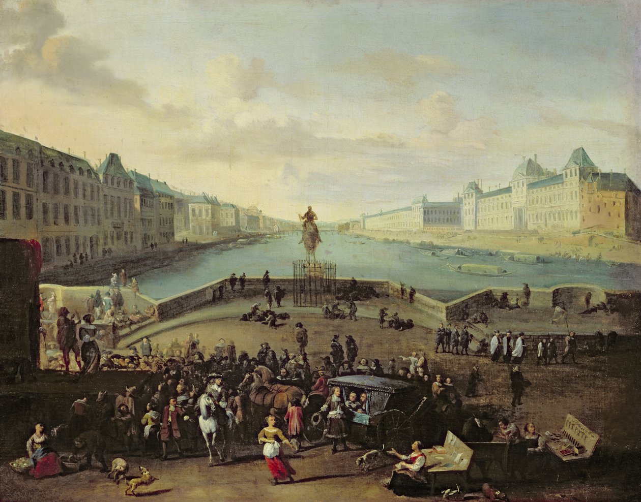 De Pont Neuf, Parijs, 1665-69 door Flemish School