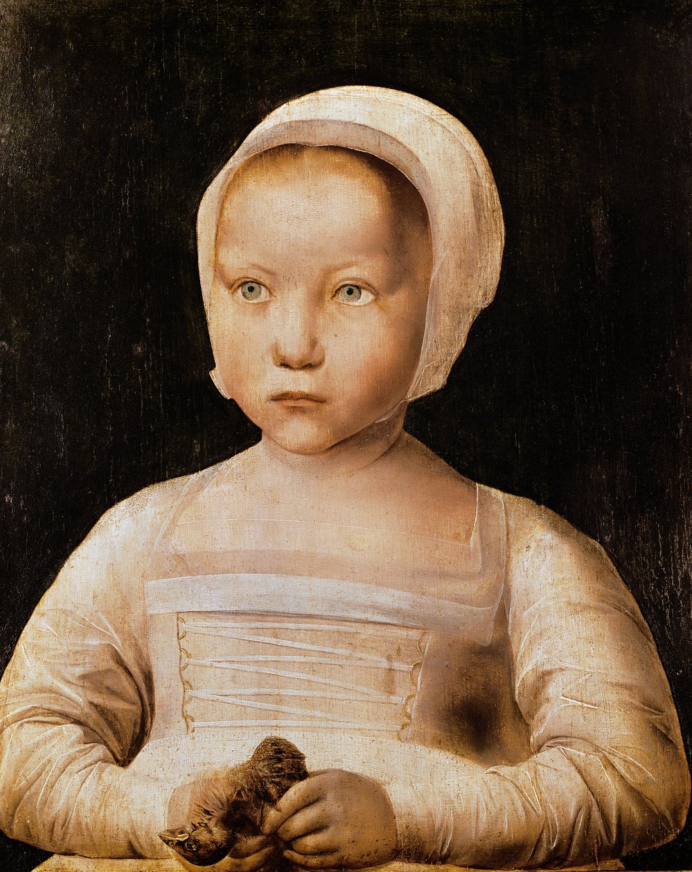 Jong meisje met een dode vogel door Flemish School