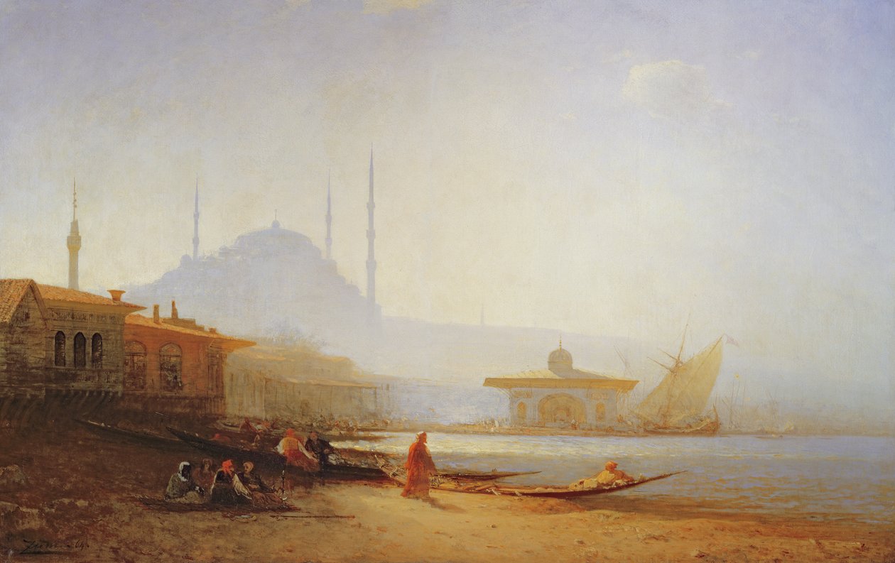 Uitzicht op Istanbul, 1864 door Félix Ziem