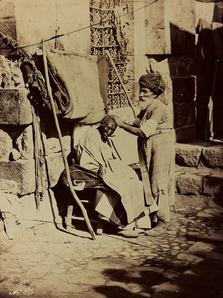 Album Damas et Baalbek: Syrische kapper door Félix Bonfils
