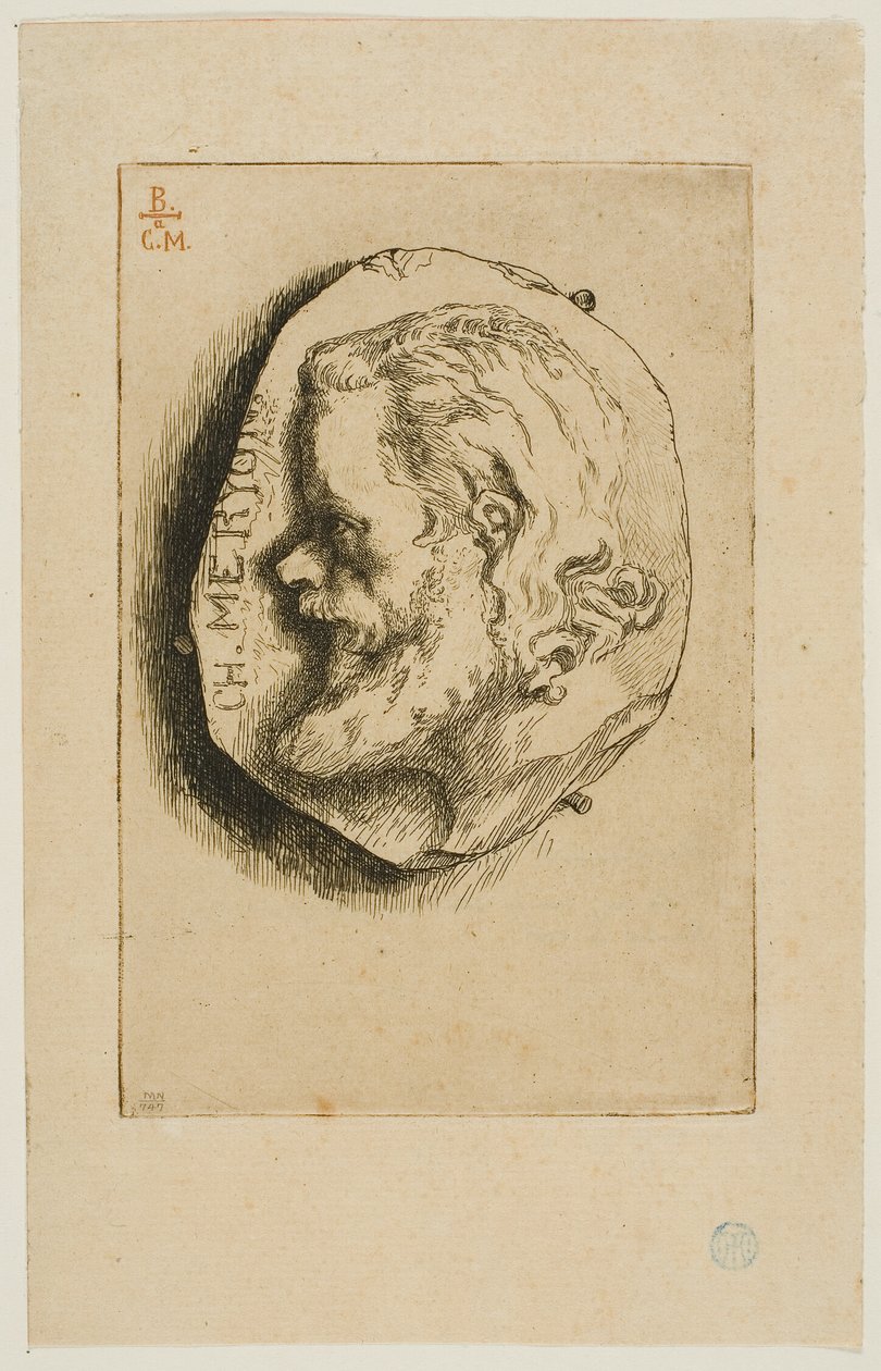Portret van Meryon in profiel door Félix Henri Bracquemond