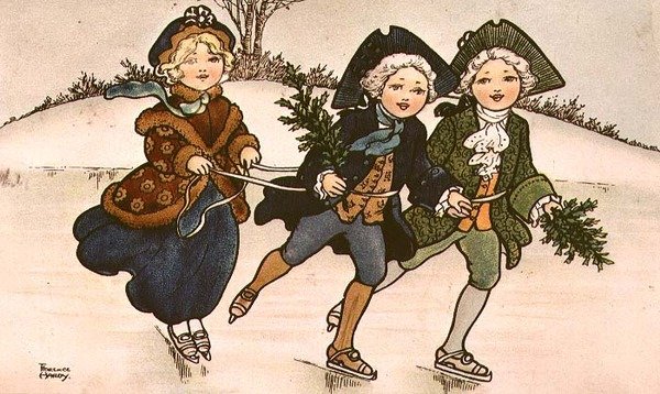 Twee Ridders, Victoriaanse kaart door Florence Hardy
