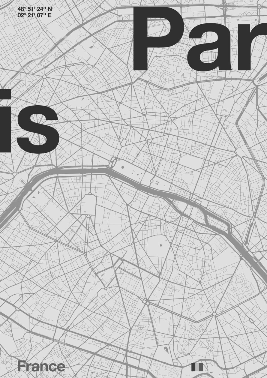 Parijs minimalistische kaart door Florent Bodart
