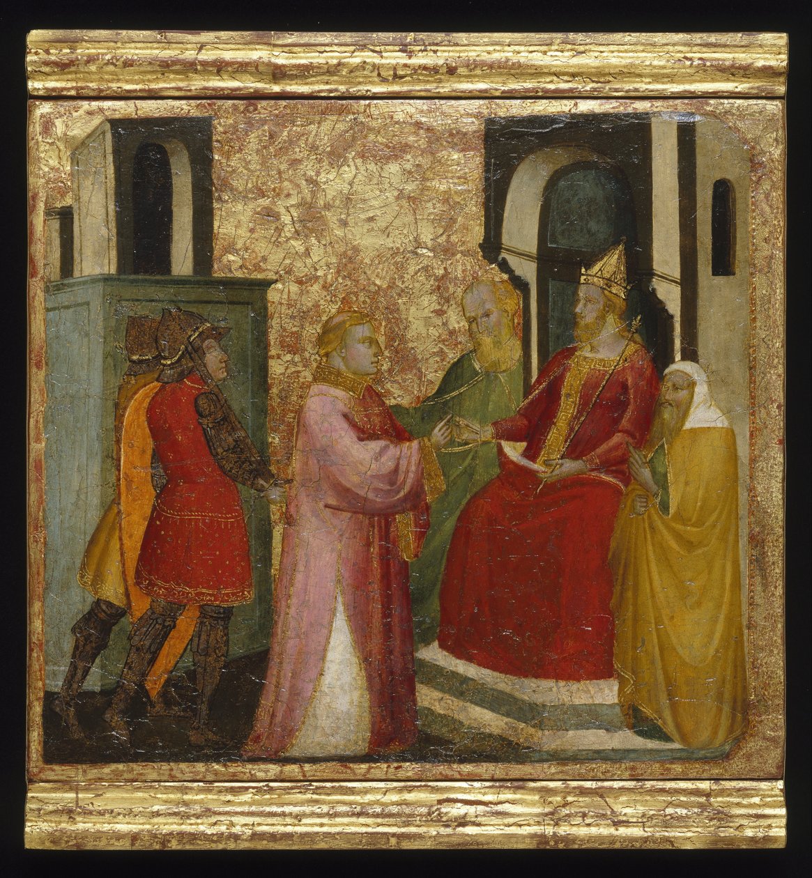 Sint Laurentius voor de prefect Valerianus door Florentine Lorenzo di Niccolò