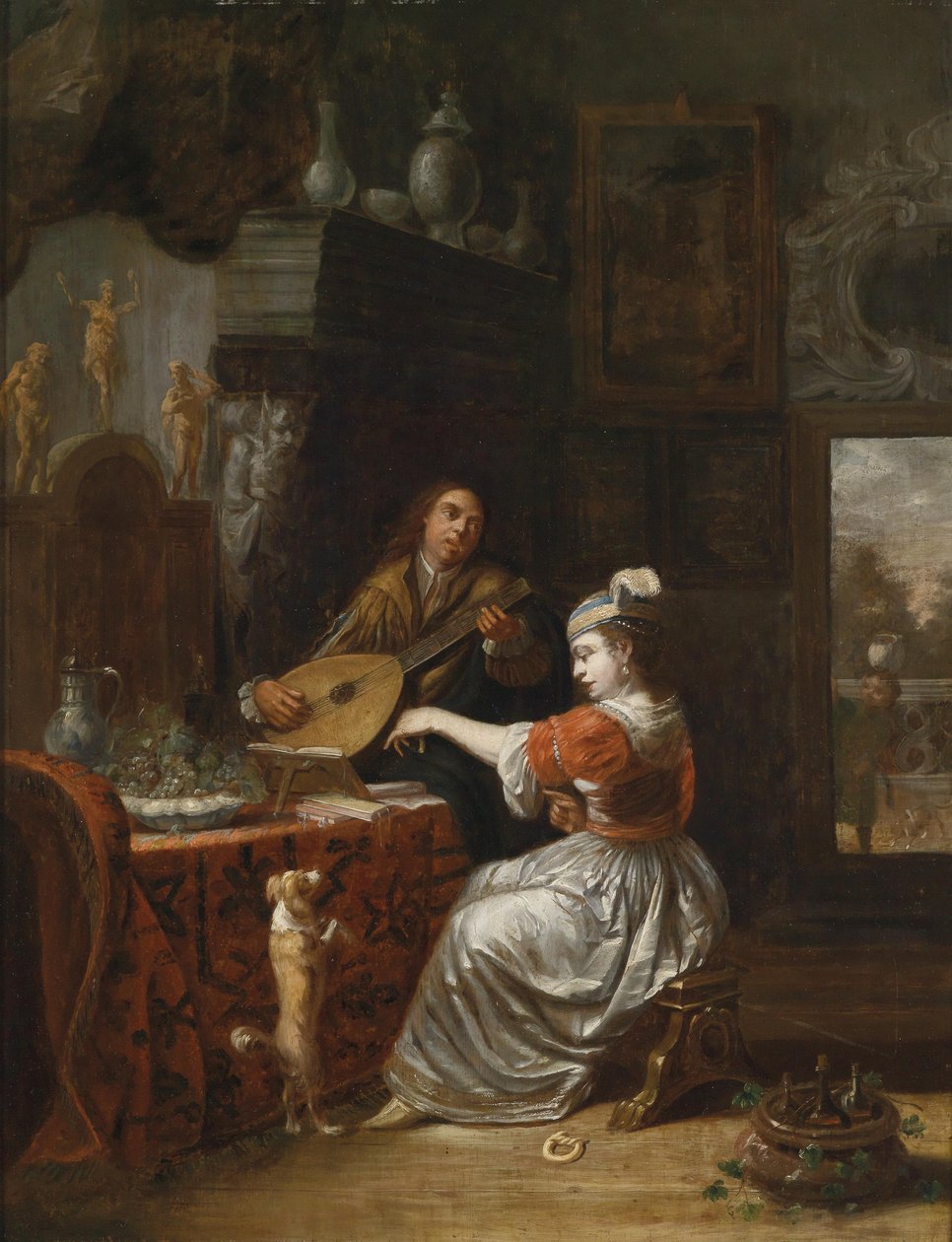 De muzikale liefdesverklaring door Follower of Gabriël Metsu