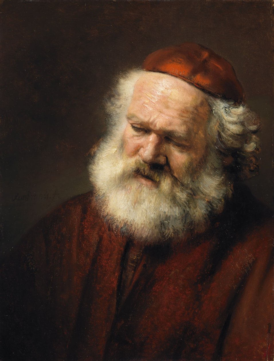 Hoofd van een Oude Man door Follower of Rembrandt